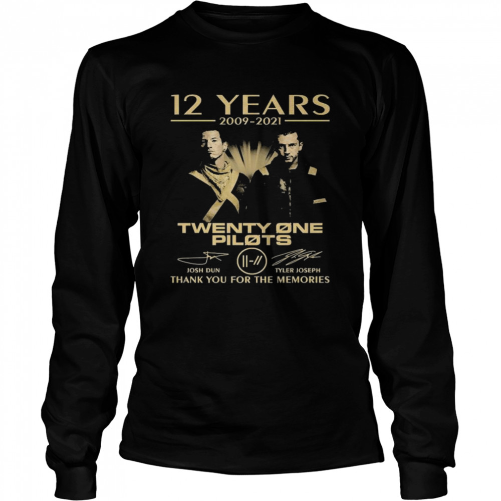 12 Years 2009 2021 Twenty One Pilots Thank You For The Memories Signatures  Long Sleeved T-Shirt