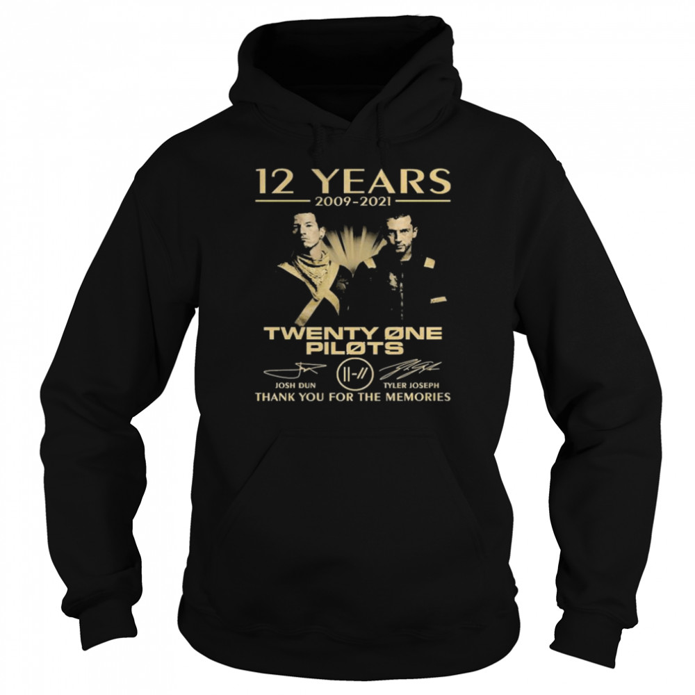 12 Years 2009 2021 Twenty One Pilots Thank You For The Memories Signatures  Unisex Hoodie