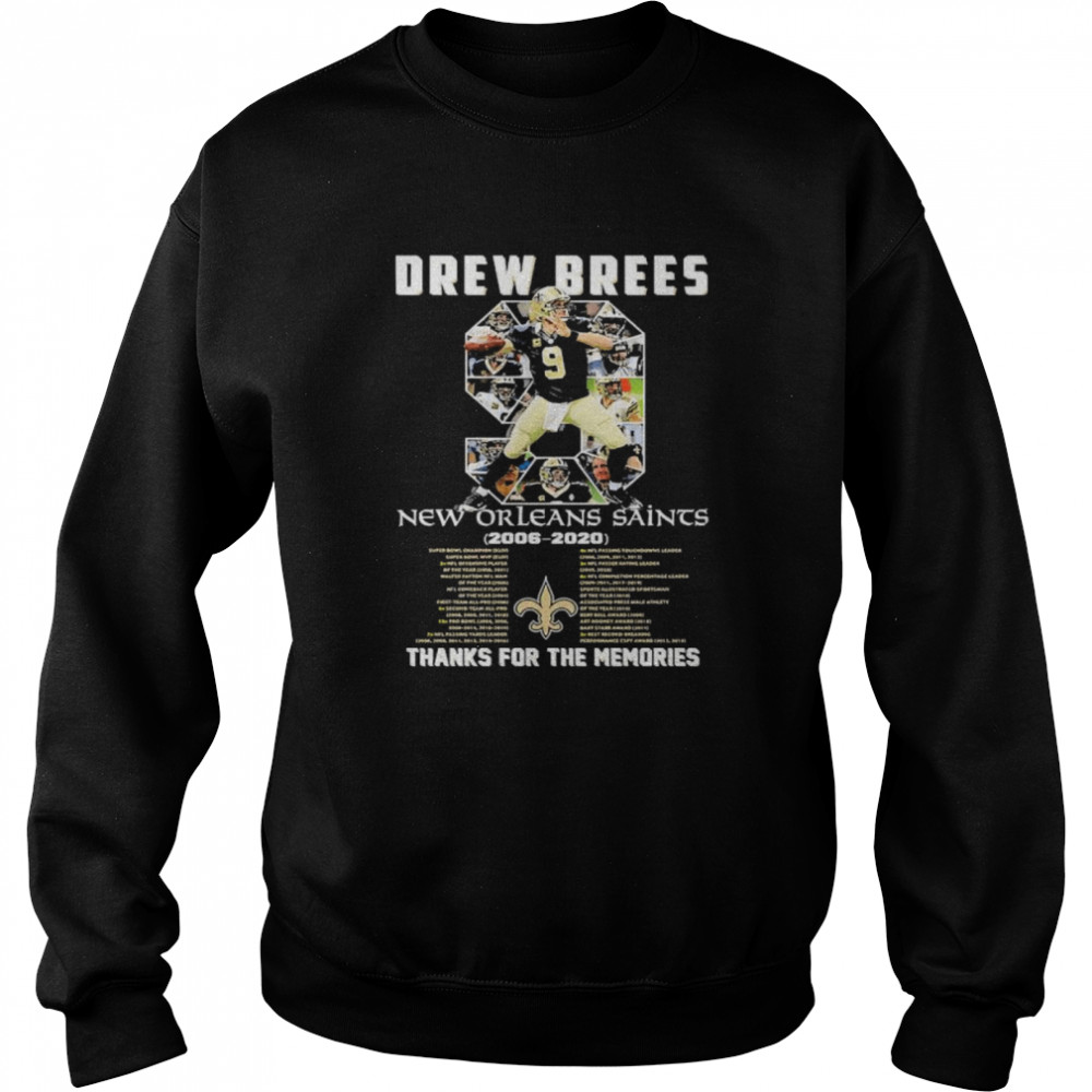 9 Drew Brees New Orleans Saints Thanks For The Memories Signature  Unisex Sweatshirt