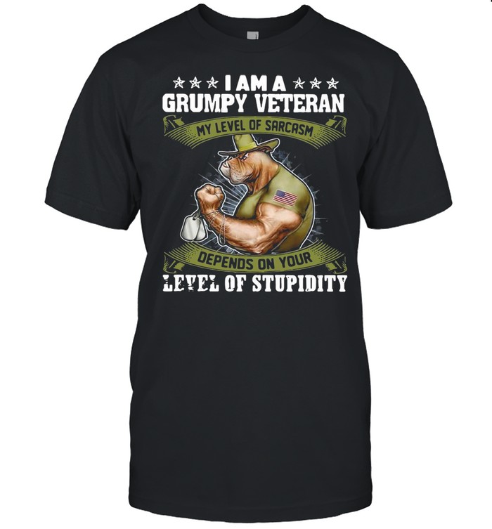 I Am A Grumpy Veteran My Level Of Sarcasm Depends On Your Level Of Stupidity T-shirt Classic Men's T-shirt