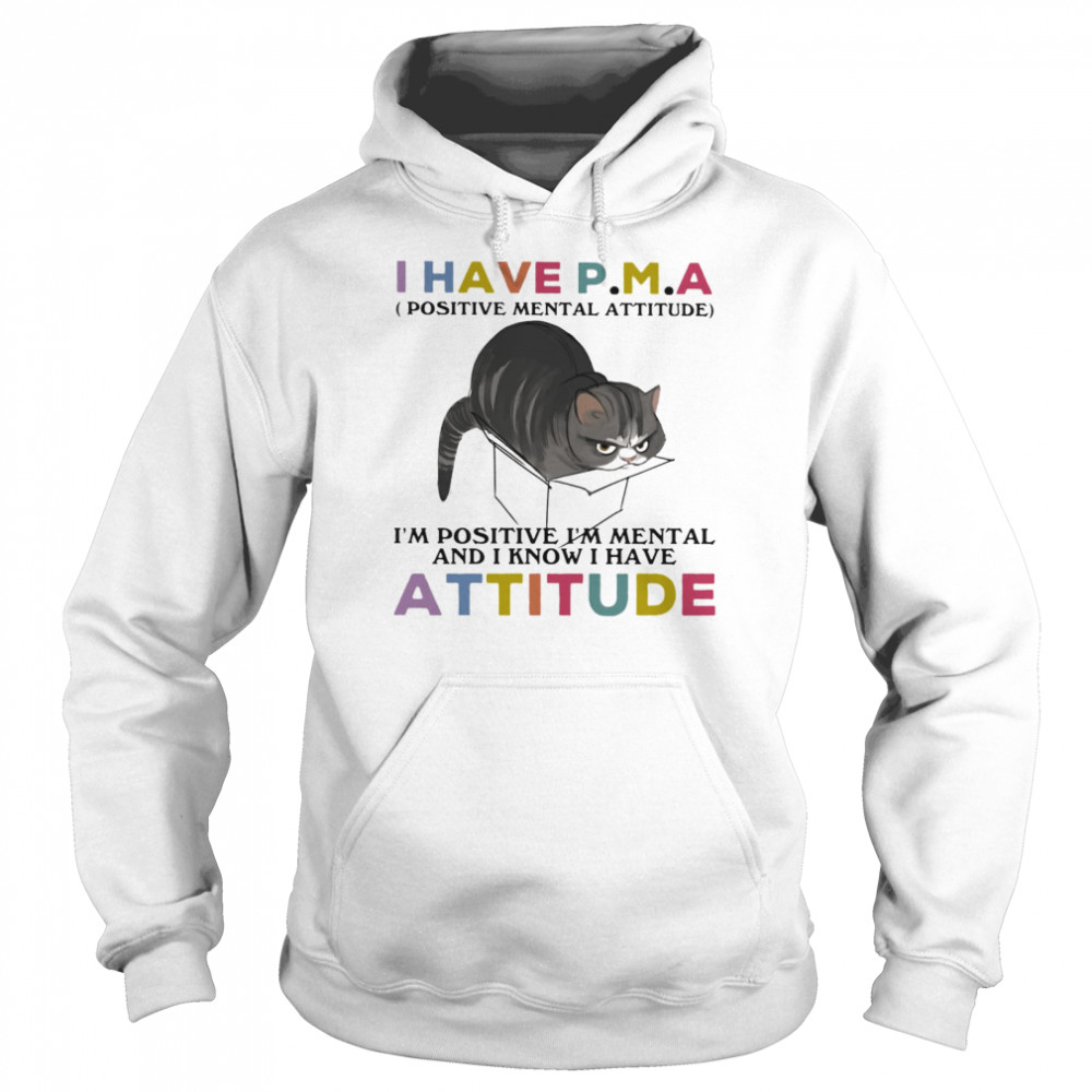 I Have P.M.A Positive Mental Attitude I Am Positive I Am Mental And I Know I Have Cat  Unisex Hoodie