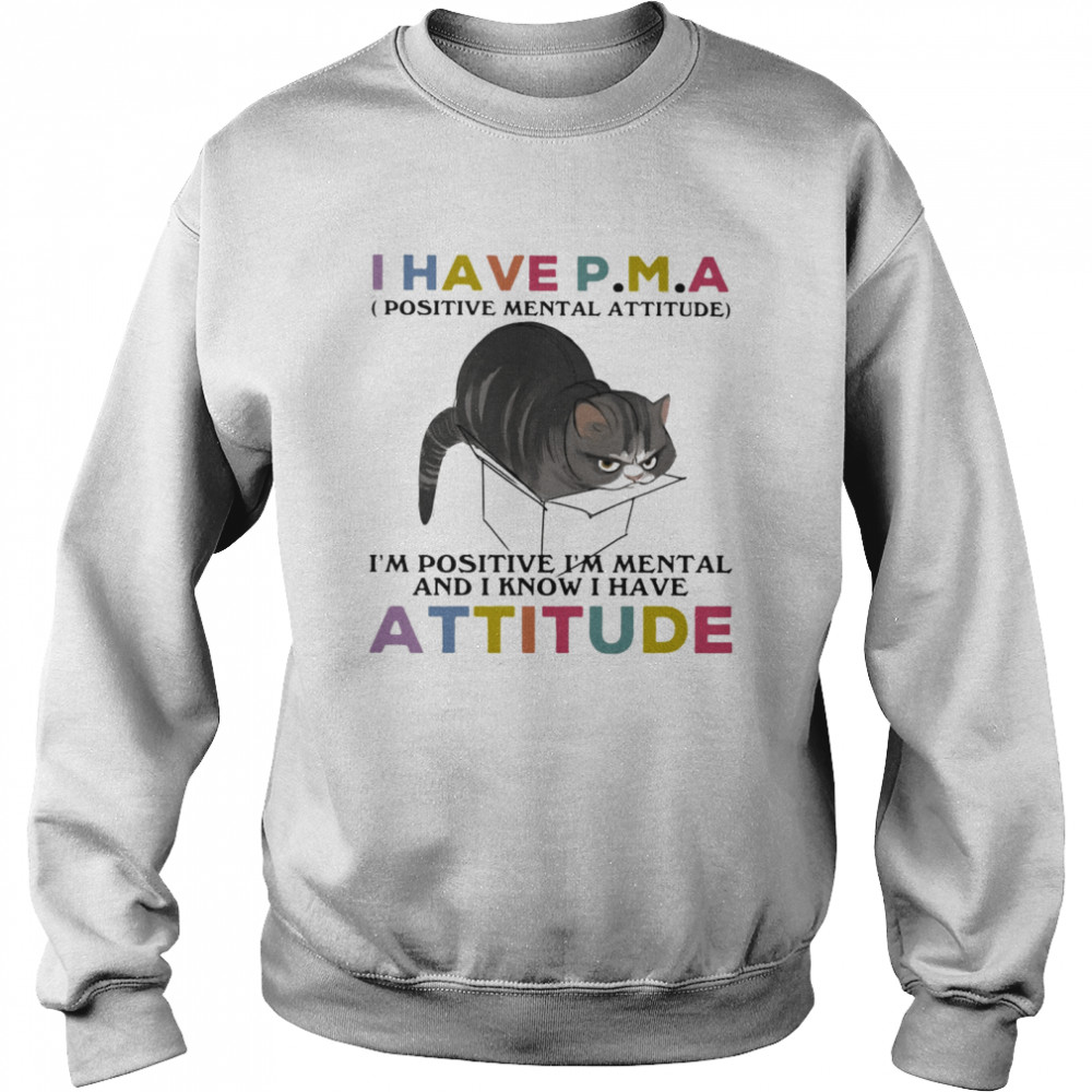I Have P.M.A Positive Mental Attitude I Am Positive I Am Mental And I Know I Have Cat  Unisex Sweatshirt