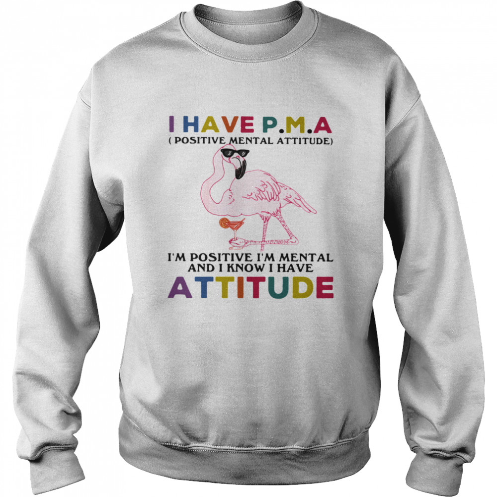 I Have Positive Mental Attitude I Am Positve I Am Metal And I Know I Have Attitude Flamingo  Unisex Sweatshirt
