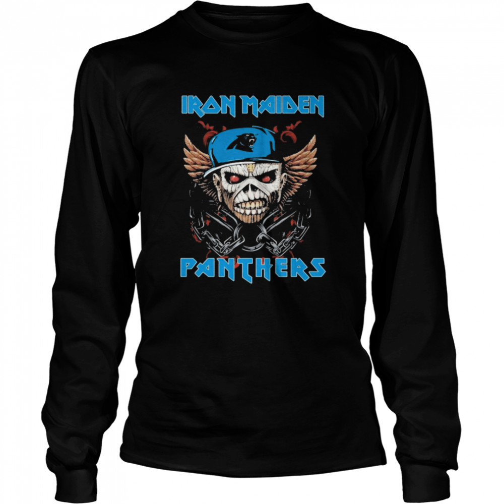 Iron Maiden Skull Carolina Panthers Shirt Long Sleeved T-Shirt