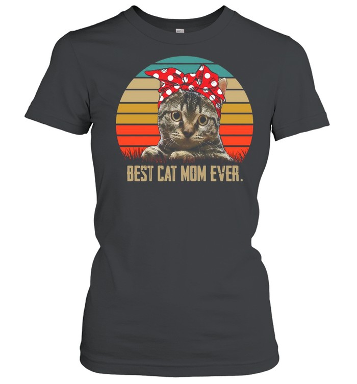 Retro Sunset With Best Cat Mom Ever shirt Classic Women's T-shirt