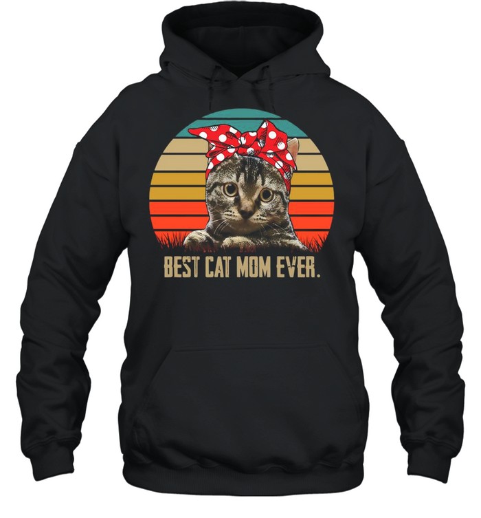 Retro Sunset With Best Cat Mom Ever shirt Unisex Hoodie