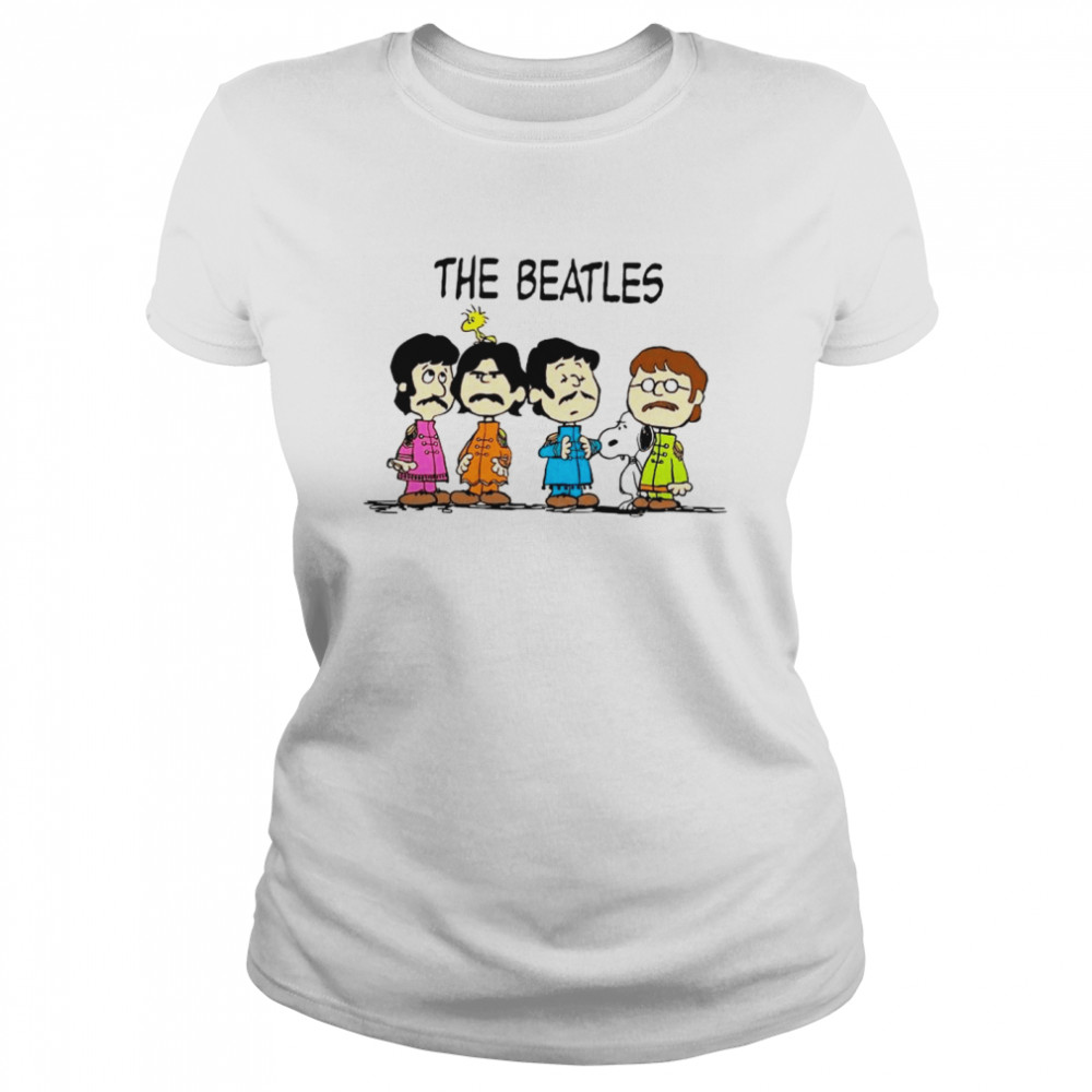 Snoopy Woodstock And The Beatles Chibi Shirt Classic Women'S T-Shirt
