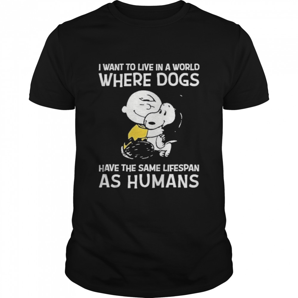 Snoopy and Charlie Brown I want to live In a world where Dogs as humans shirt Classic Men's T-shirt