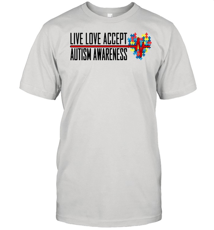 Live Love Accept Autism Awareness Heartbeat shirt Classic Men's T-shirt