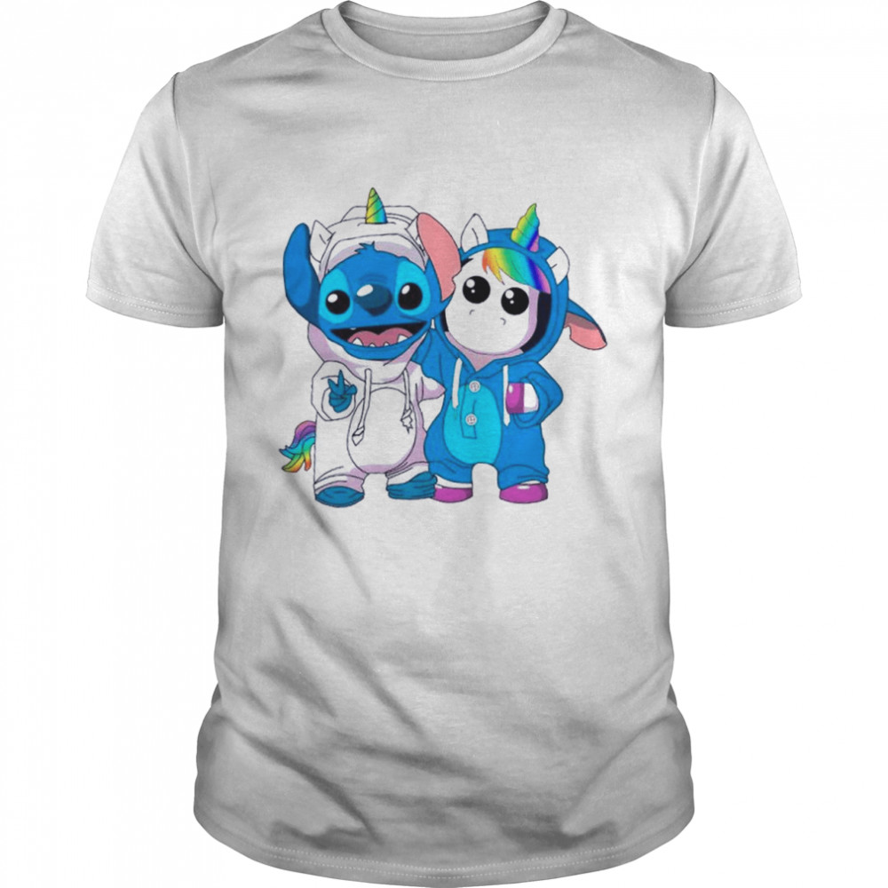 Lilo And Stitch Cool With Unicorn shirt Classic Men's T-shirt