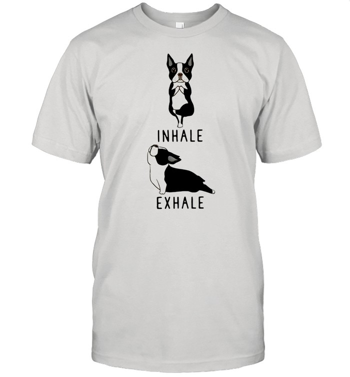 Yoga Boston Terrier Inhale Exhale  Classic Men's T-shirt