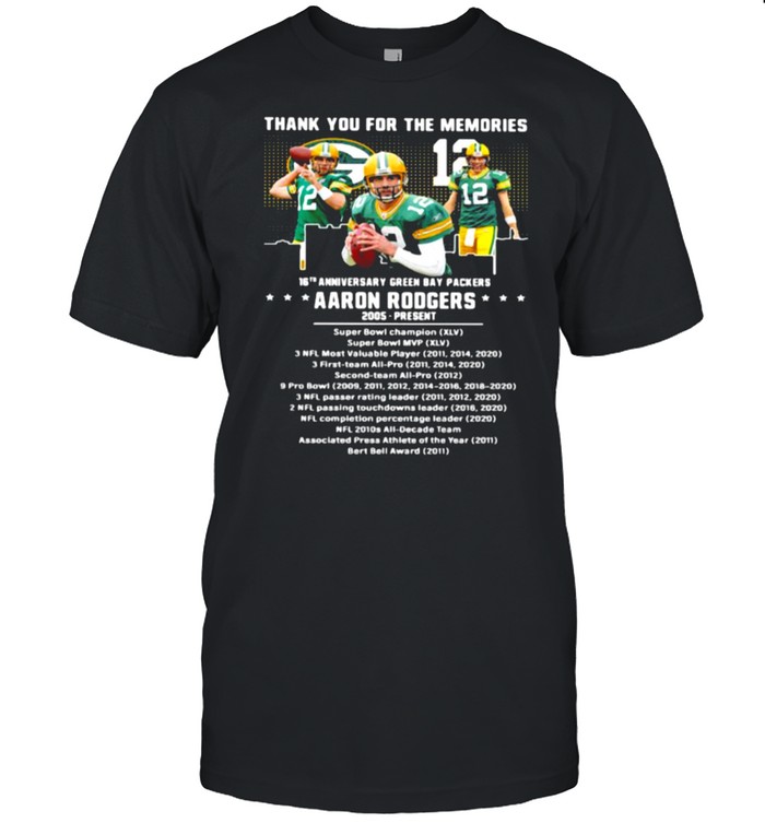Thank you for the memories 16th anniversary green bay packers aaron rodgers 2005 shirt Classic Men's T-shirt