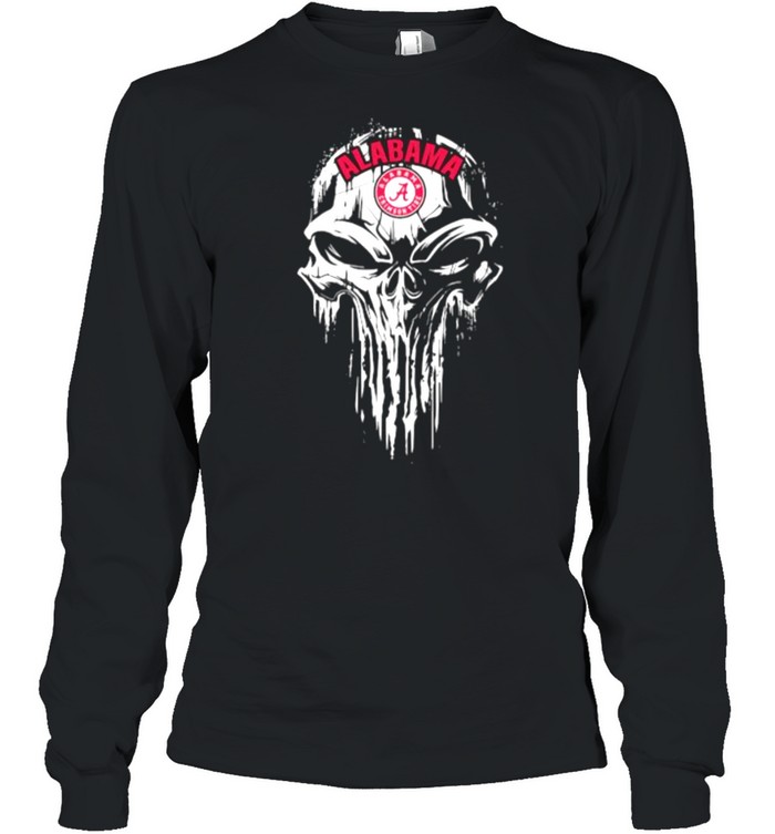 Skull with Logo Alabama Crimson  Long Sleeved T-shirt
