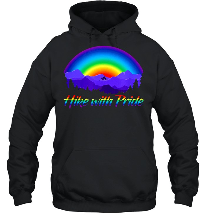 Hike With Pride Rainbow Sunset Shirt Unisex Hoodie