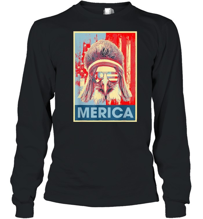Merica Eagle Mullet 4Th Of July Vintage American Us Flag Shirt Long Sleeved T-Shirt
