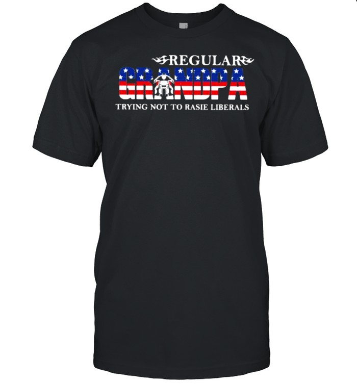 Regular Grandpa Trying Not To Raise Liberals American Flag  Classic Men's T-shirt