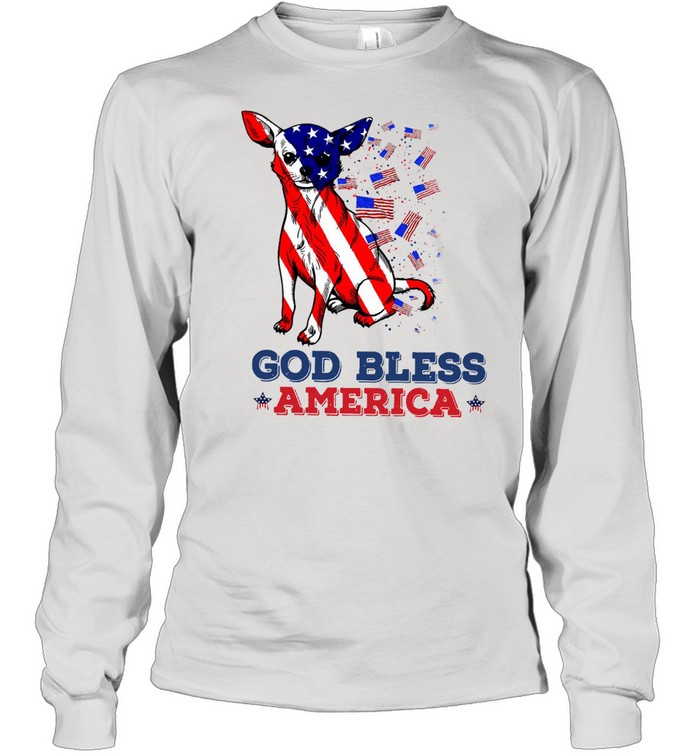 American Flag Chihuahua God Bless America Gift T-Shirt Long Sleeved T-Shirt