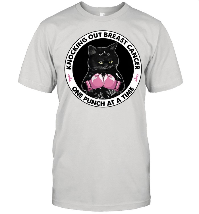 Black Cat knocking out breast cancer one punch at a time shirt Classic Men's T-shirt
