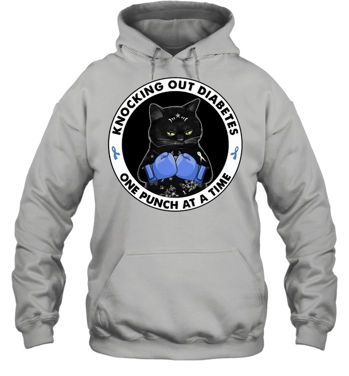 Black Cat knocking out Diabetes one punch at a time shirt Unisex Hoodie