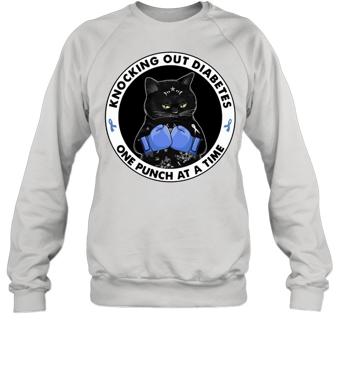 Black Cat knocking out Diabetes one punch at a time shirt Unisex Sweatshirt