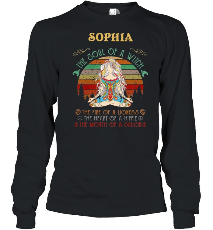 Girl Yoga Sophia the soul of a witch vintage shirt Long Sleeved T-shirt