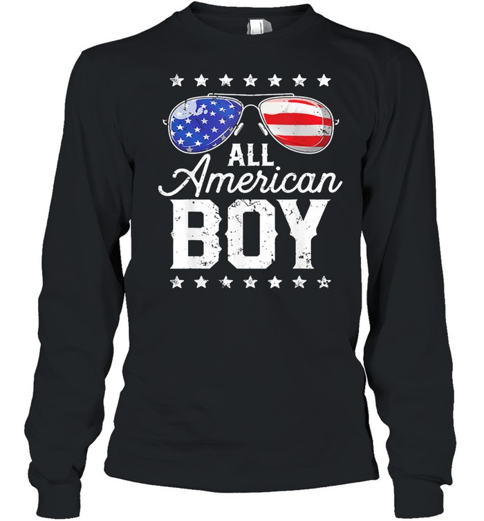 Glasses American Flag All American Boy Shirt Long Sleeved T-Shirt