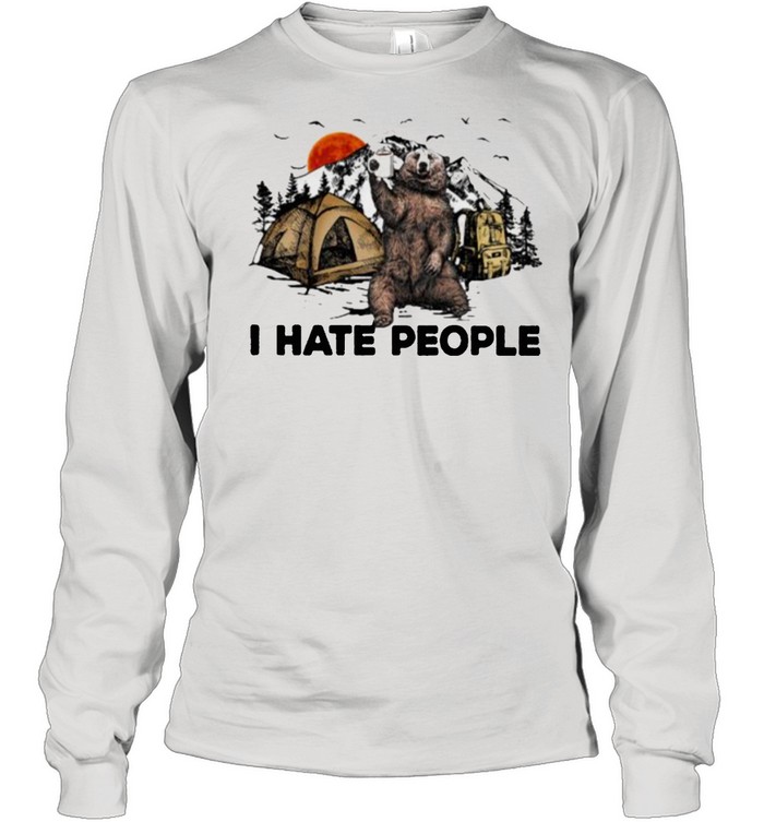 I Hate People Camping Bear  Long Sleeved T-shirt