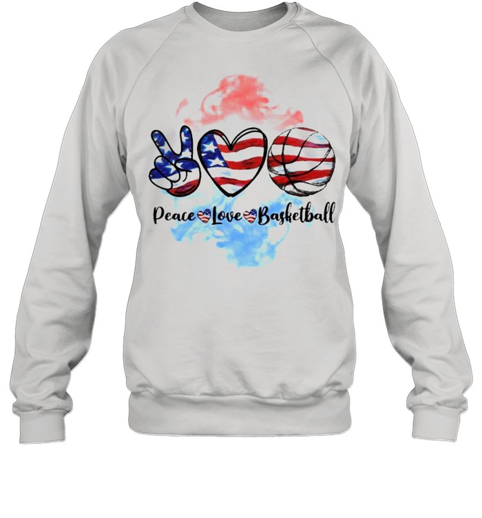 Peace Love Basketball 4Th Of July Independence Shirt Unisex Sweatshirt