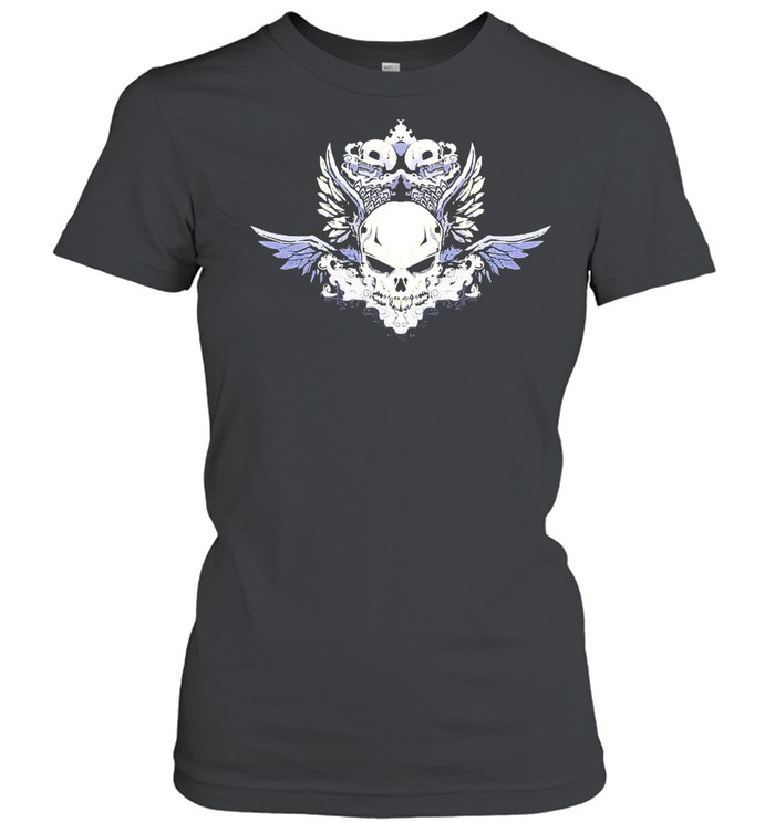 Skull Totenkopf Flügel Hörner Gothic Goth Girls T-shirt Classic Women's T-shirt