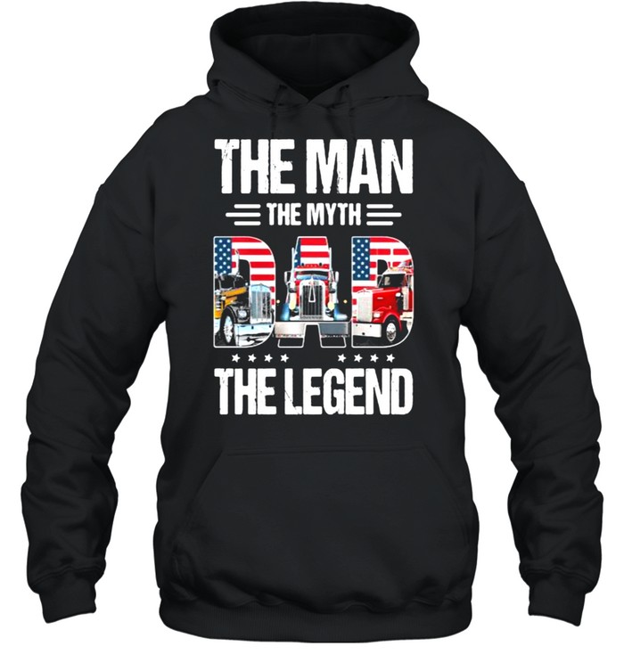 The Man The Myth Dad The Legend Truck American Flag Shirt Unisex Hoodie
