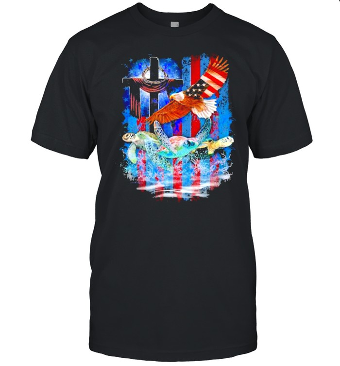 Turtle eagles american Flag 4th of July independence shirt Classic Men's T-shirt