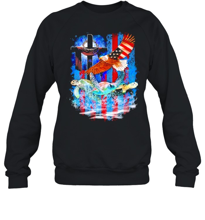 Turtle Eagles American Flag 4Th Of July Independence Shirt Unisex Sweatshirt