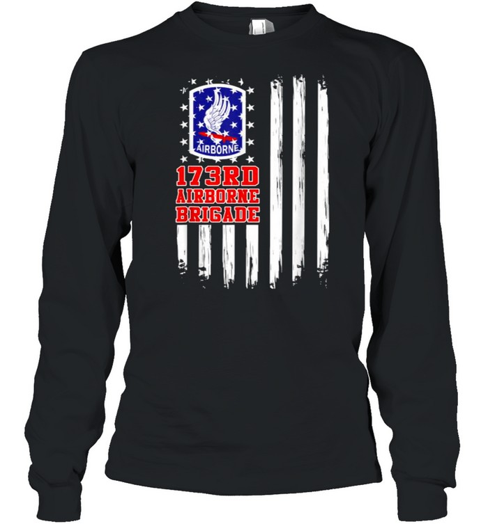 173Rd Airborne Brigade American Flag T- Long Sleeved T-Shirt