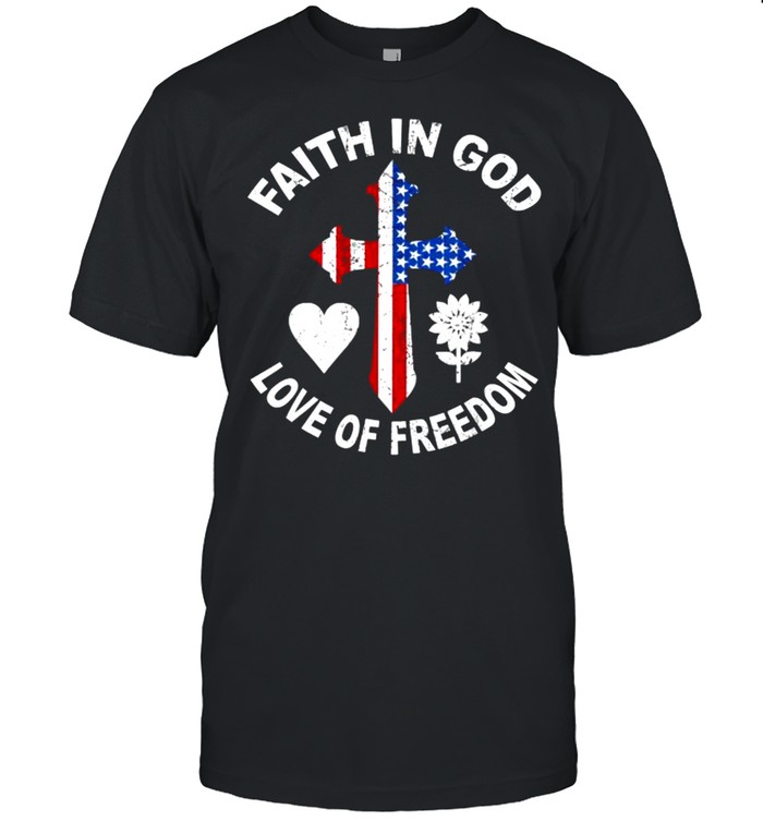 Faith In God Love Freedom American Flag Flower for Christians T- Classic Men's T-shirt