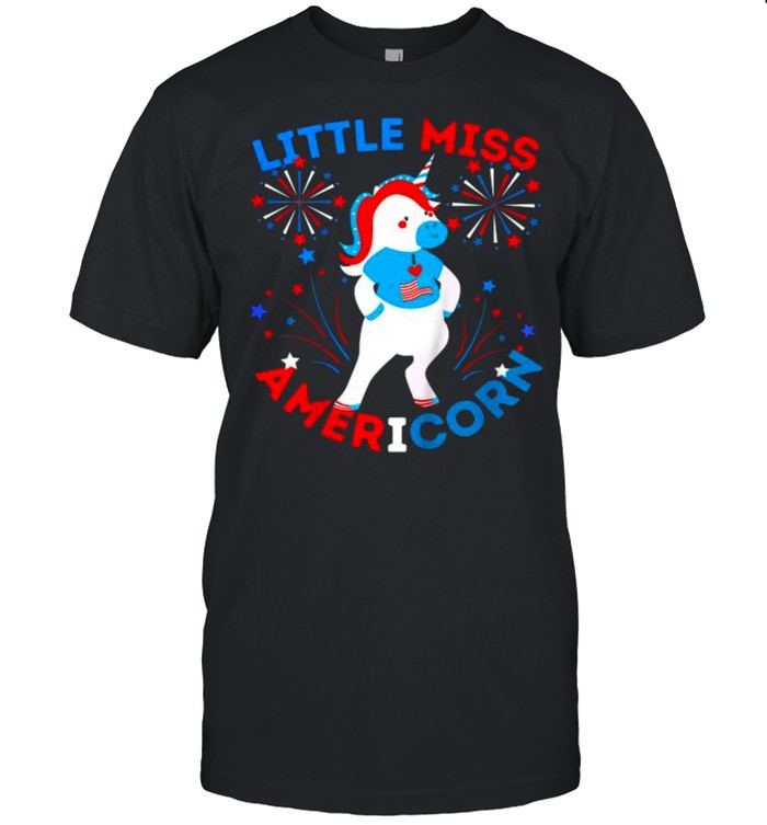 Little Miss Americorn Girls 4th Of July Unicorn Fun T- Classic Men's T-shirt