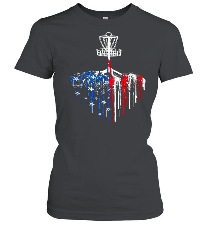 Disc Golf American Flag Bleeding Shirt Classic Womens T Shirt
