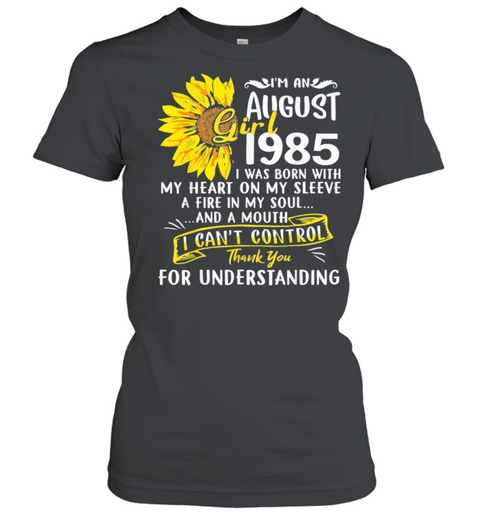 Im An August Girl 1985 36Th Birthday Sunflower Classic Shirt Classic Womens T Shirt