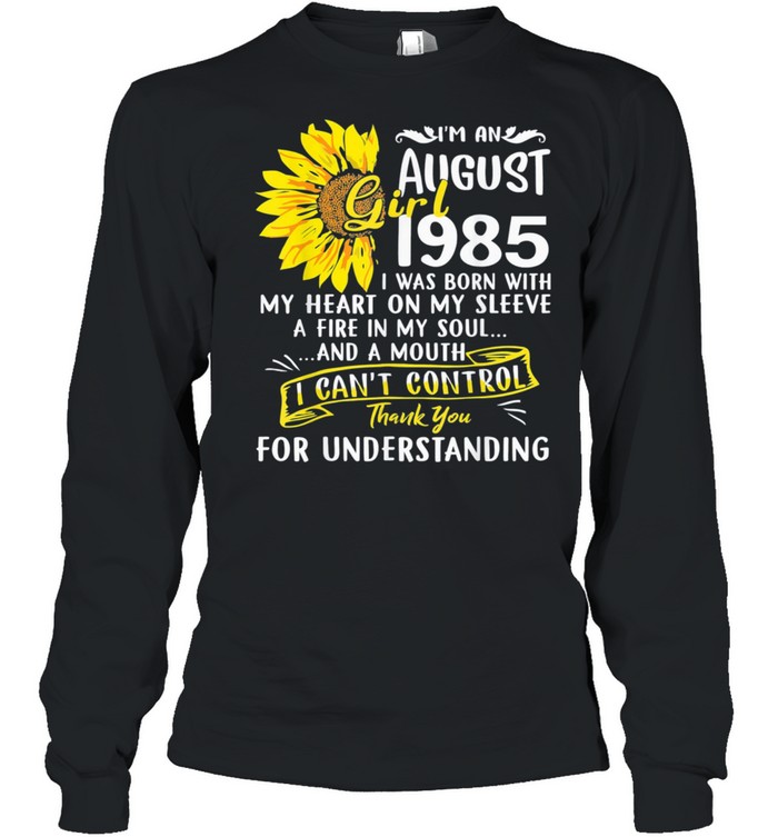 Im An August Girl 1985 36Th Birthday Sunflower Classic Shirt Long Sleeved T-Shirt
