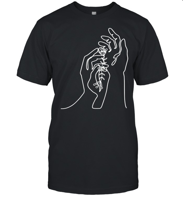 Line Art Hand Abstract Minimalist Drawing Cool Novelty shirt Classic Men's T-shirt