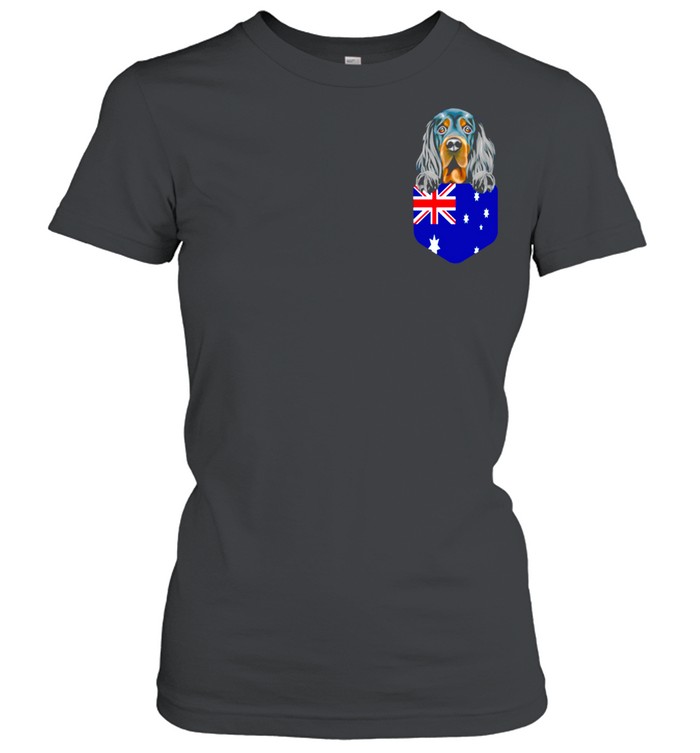 Australia Flag Gordon Setter Dog In Pocket Shirt Classic Womens T Shirt