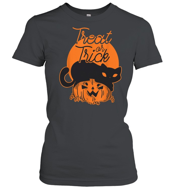 Cat Pumpkin Treat Or Trick Halloween Shirt Classic Women'S T-Shirt
