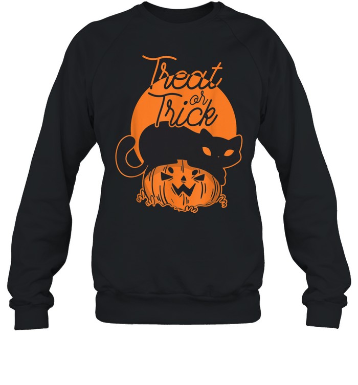 Cat Pumpkin Treat Or Trick Halloween Shirt Unisex Sweatshirt