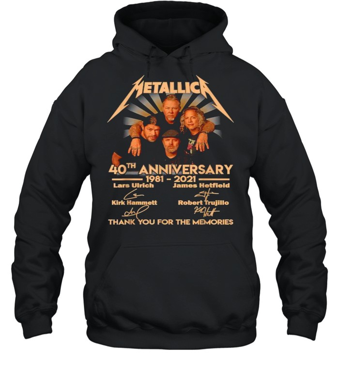 Design Vintage 40Th Anniversary Metallicas. Art Music Legend Thank For The Memories  Unisex Hoodie