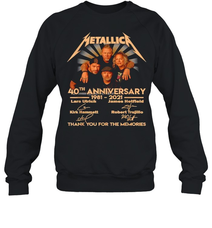 Design Vintage 40Th Anniversary Metallicas. Art Music Legend Thank For The Memories  Unisex Sweatshirt