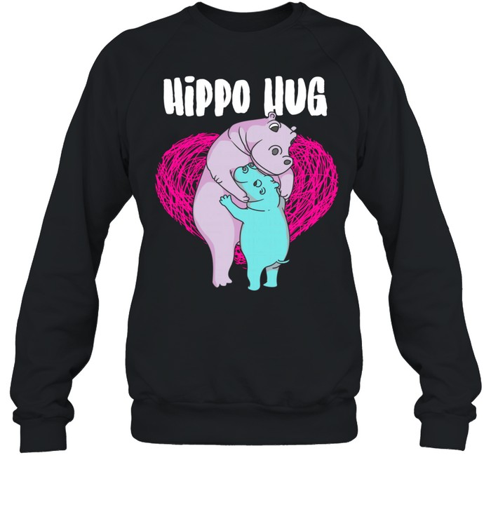Hippo Hug Baby Mommy Hugging Animal Shirt Unisex Sweatshirt