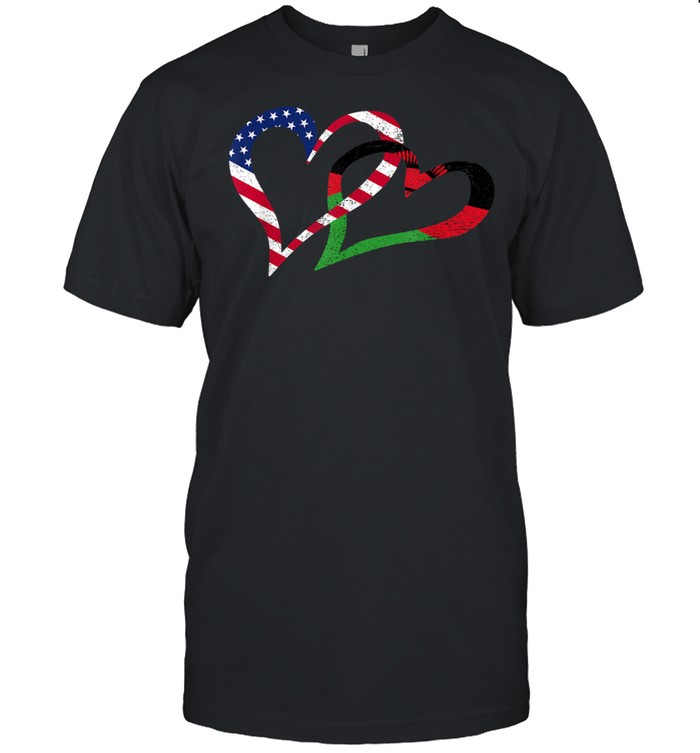 Love Heart Malawi African USA Americans Flag Colors shirt Classic Men's T-shirt
