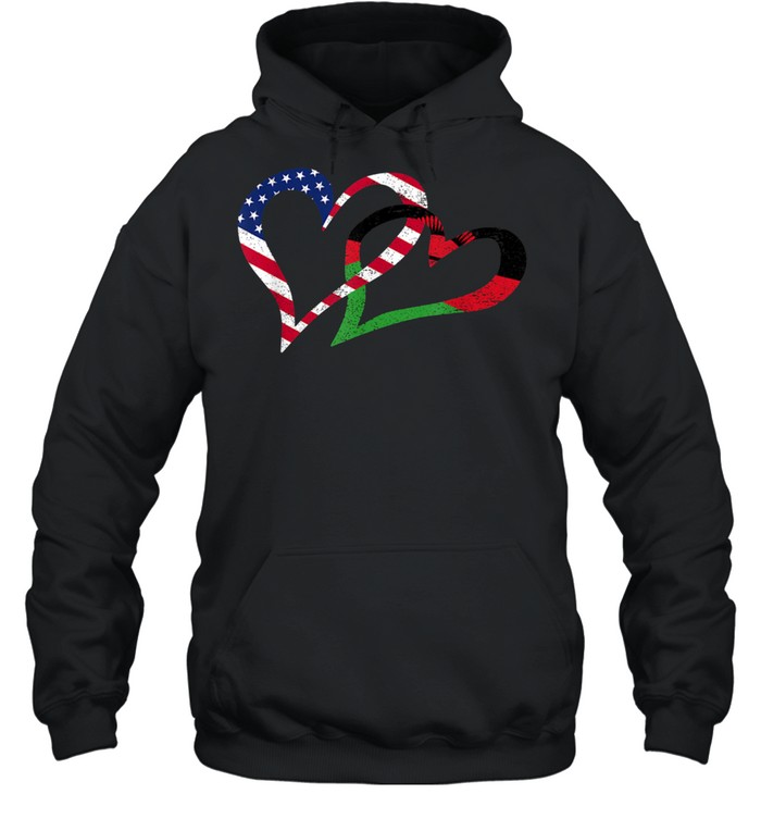 Love Heart Malawi African Usa Americans Flag Colors Shirt Unisex Hoodie