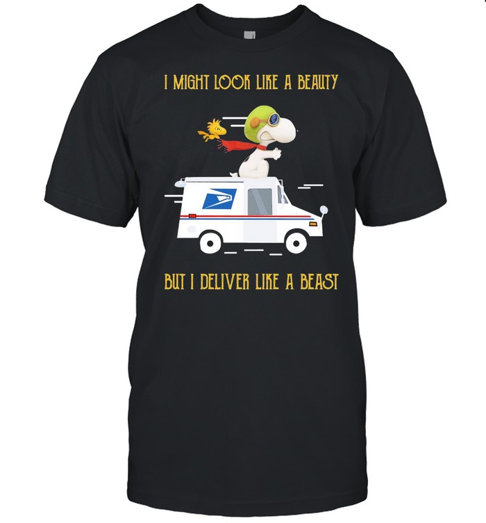 Snoopy and Woodstock I might look like a beauty but I deliver like a beast shirt Classic Men's T-shirt