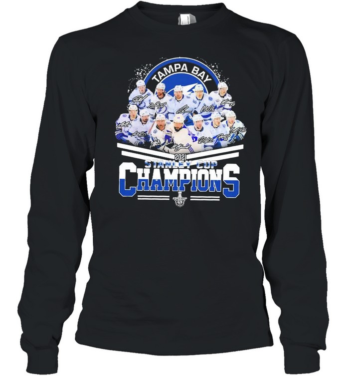 Tampa Bay Lightning 2021 Stanley Cup Champion Signatures Shirt Long Sleeved T Shirt