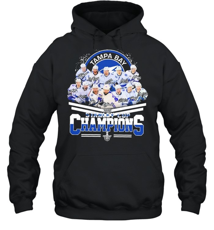 Tampa Bay Lightning 2021 Stanley Cup Champion Signatures Shirt Unisex Hoodie